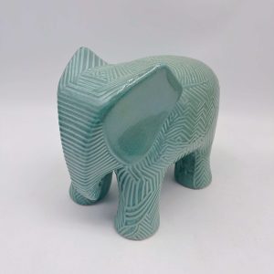 Blue Elephant Ceramic Figurine Decor