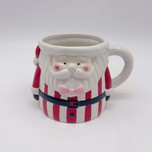Ceramic Christmas Mug Red Striped Suit Design