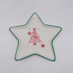 Ceramic Christmas Tree Plate with Star Design
