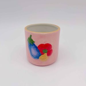 Ceramic Purple Embossed Eggplant Pink Mug