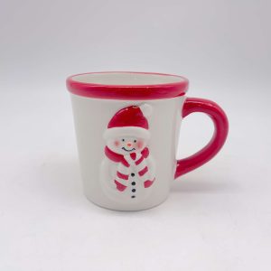Ceramic Red Snowman Mug with Scarf