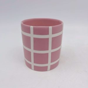 Ceramic Red Striped Wax Cup with Candle Filling