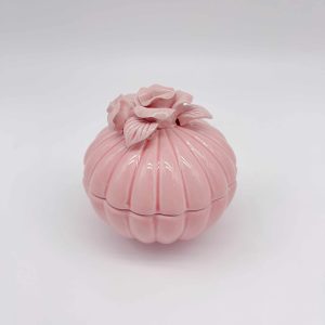 Ceramic Red White Striped Strawberry Jewelry Dish