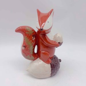 Ceramic Squirrel Holding Acorn Halloween Decor
