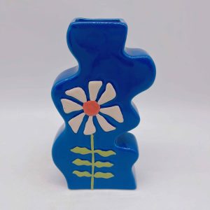 Ceramic Vase Blue Alien Flower Design