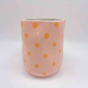 Ceramic Vase Pink Polka Dots