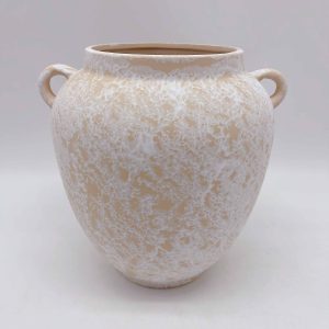Ceramic Vase Yellow White Dual Handle Design