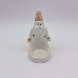 Ceramic White Santa Candle Holder