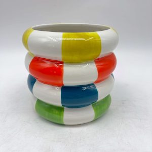 Four Section Ceramic Hand-Painted Flower Pot