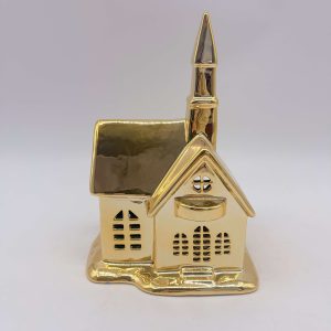 Gold Ceramic Christmas House Ornament