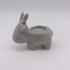 Gray Ceramic Deer Candle Holder