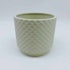 Green Checkered Ceramic Planter Pot