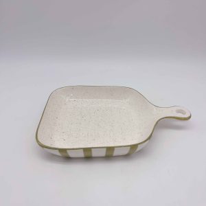 Green Striped Ceramic Glazed Plate