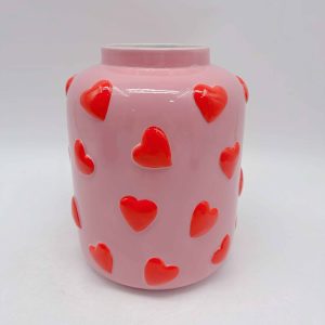 Heart Embossed Ceramic Painted Vase