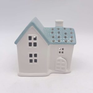 Large Blue Ceramic Christmas House Rooftop
