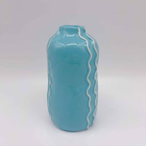 Large Blue Embossed Ceramic Vase