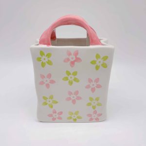 Large Ceramic Vase Painted with Floral Design