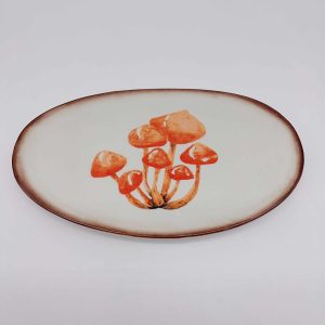 Large Irregular Ceramic Mushroom Design Plate