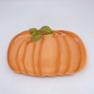 Large Orange Ceramic Pumpkin Plate