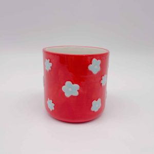 Large Red Painted Ceramic Mug