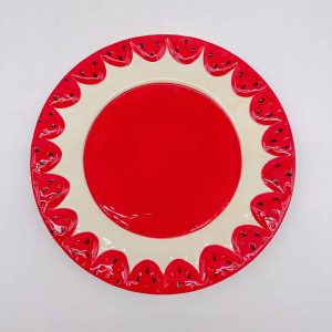Large Red Round Ceramic Strawberry Plate