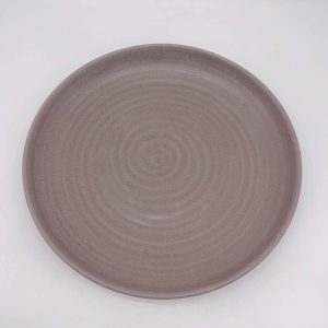 Large Spiral Deep Brown Ceramic Round Plate