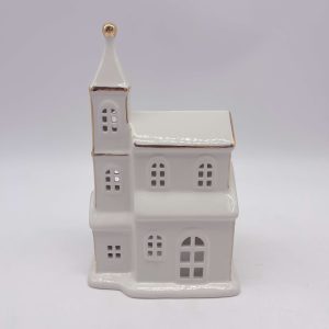 Large White Glossy Ceramic Christmas House