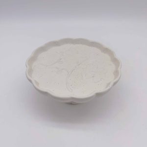 Large White Round Ceramic Pumpkin Pedestal Plate