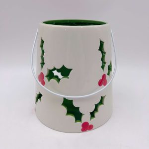 Medium White Ceramic Lantern Green Interior Christmas Style