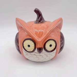 Orange Ceramic Owl Halloween Decor