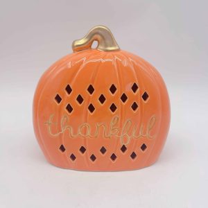 Orange Ceramic Pumpkin Lantern Decor Hollow Design