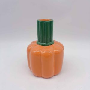 Orange Green Pumpkin Ceramic Halloween Vase
