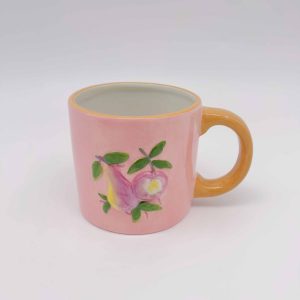 Pink Embossed Ceramic Mug with Brown Ears