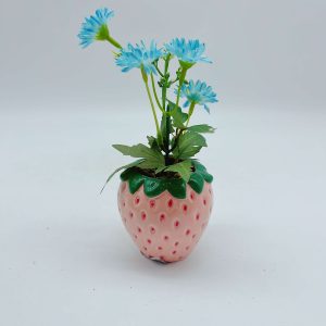 Pink Strawberry Ceramic Planter Fake Plant