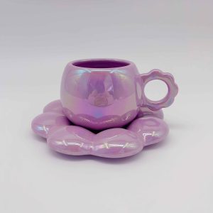 Purple Pearl Ceramic Cup and Saucer Set