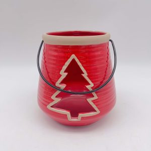 Red Ceramic Christmas Tree Lantern