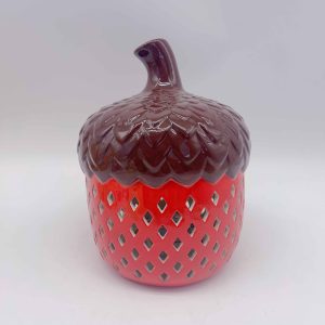 Red Ceramic Hazelnut Lantern with Cutout Design