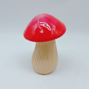 Red Ceramic Mushroom Decor