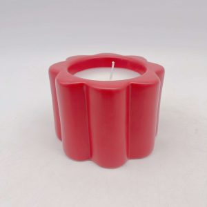 Red Flower-Shaped Ceramic Candle Cup