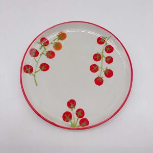 Red Tomato-Shaped Ceramic Plate