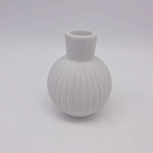 Round White Ceramic Sand-Glazed Candle Holder