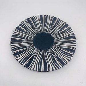 Small Black Sunflower Round Ceramic Plate