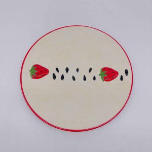 Small Ceramic Plate with Two Strawberries Design