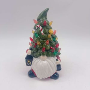 Small Ceramic Santa Lantern Figurine LED Light