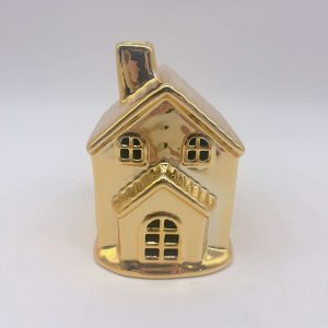 Small Gold-Plated Ceramic Christmas House