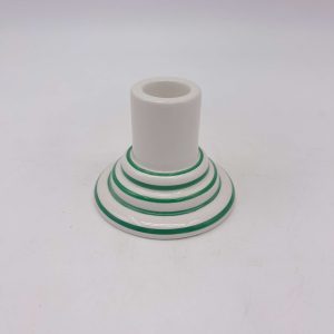 Small Green Striped Ceramic Candle Holder