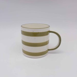 Small Green Striped Ceramic Cup