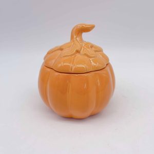 Small Orange Ceramic Halloween Pumpkin Jar
