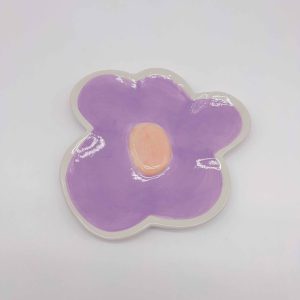 Small Pink Flower-Shaped Ceramic Jewelry Box