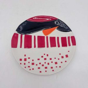 Small Red Ceramic Christmas Plate